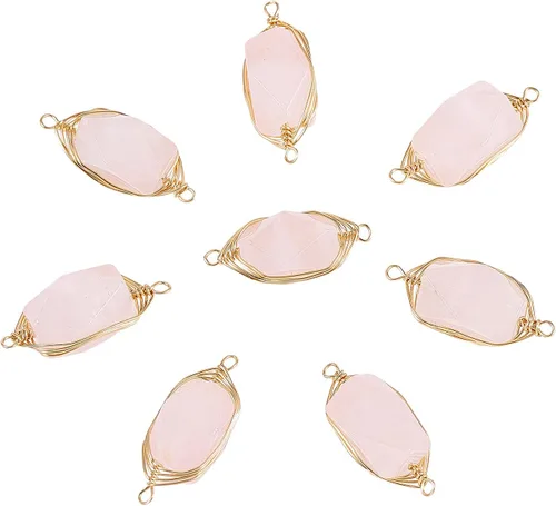 Miniatura 15 de LiQunSweet 10 piezas de eslabones de piedras preciosas de cristal de amatista natural, enlaces envueltos en alambre con alambres de latón dorado