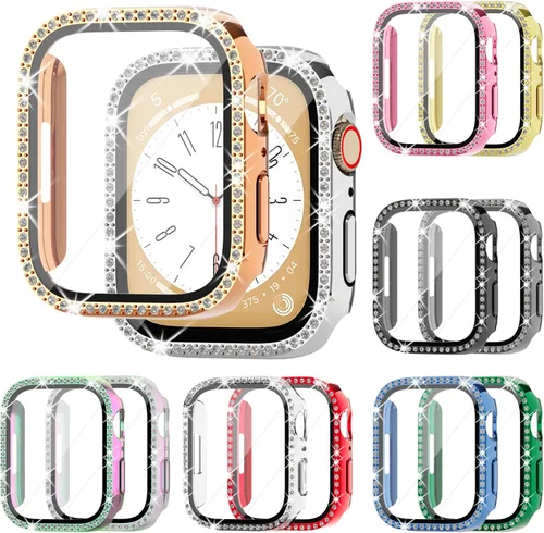 Rc-Z - Paquete de 12 fundas brillantes para Apple Watch de 1.575 pulgadas (1.575 in) SE (2ª generación) Series 6 5 4, protector de pantalla para