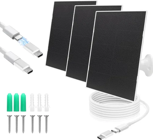 Miniatura 9 de Panel solar de 4 W para cámara de seguridad, cargador de panel solar tipo C y micro para cámara exterior con batería recargable, paneles solares