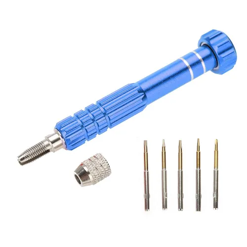 Juego de destornilladores de precisión, mango de destornillador con kit de herramientas de apertura de reparación de 5 puntas para laptop, teléfono