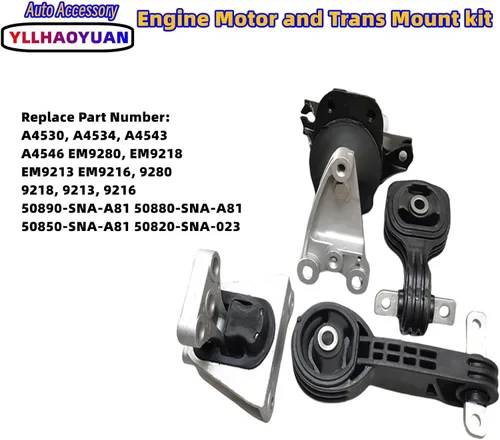 Miniatura 3 de Soporte de motor y transversal de 4 piezas compatible con Civic 1.8L de 2006, 2007, 2008, 2009, 2010, 2011 de repuesto para A4546 A4530 A4534 A4543