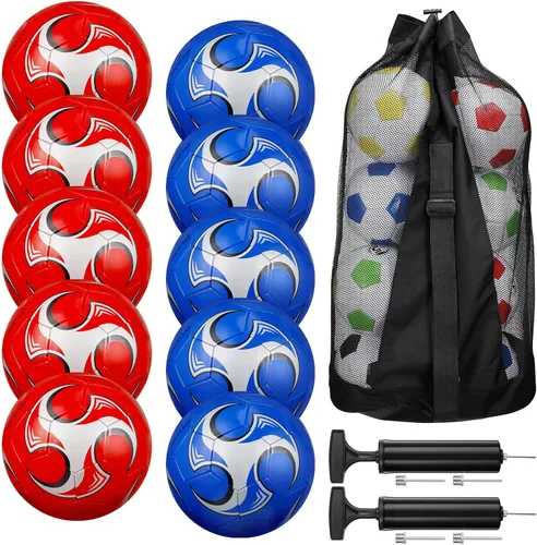 Miniatura 13 de Libima 13 Piezas Pelotas de Fútbol a Granel 10 Piezas Pelota de Fútbol Oficial con 2 Bombas y Bolsa de Transporte Entrenamiento Interior y Exterior