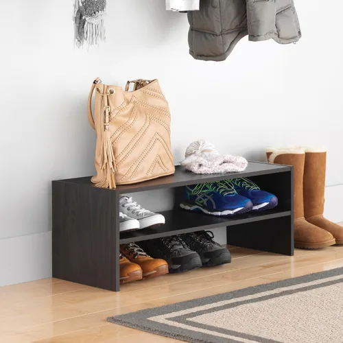 Miniatura 15 de Whitmor - Estante para zapatos apilable de madera con 2 estantes, nogal, 61 centímetros, paquete de 2