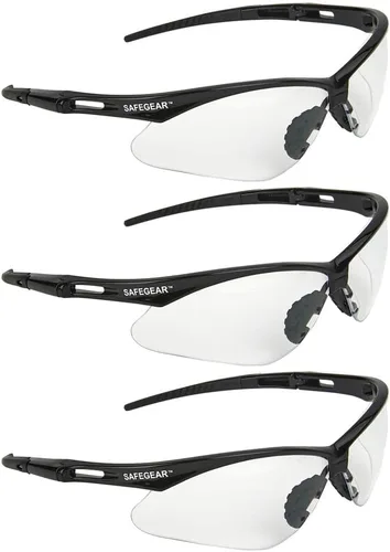 Miniatura 3 de J. J. Keller & Associates, Inc. SAFEGEAR - Gafas de seguridad transparentes, paquete de 3, resistentes a los arañazos, marco negro