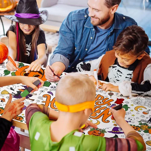 Miniatura 3 de OHOME Póster/mantel gigante para colorear de Halloween, manualidades de Halloween para niños, 30 x 72 pulgadas, pancarta gigante para colorear