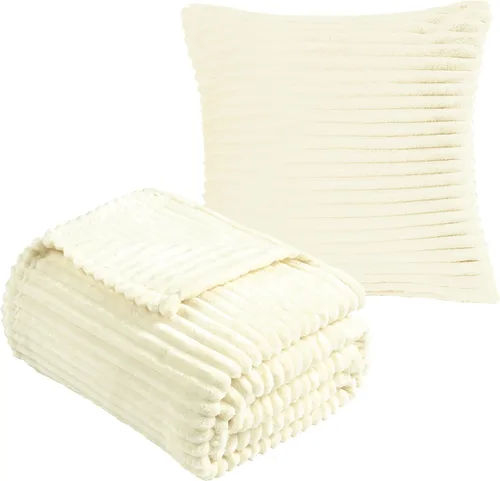 Miniatura 71 de Vessia - Manta de forro polar de franela (50x70 pulgadas), manta 3D de jacquard negra, esponjosa y cálida para sofá, sillón, cama, silla, 300GSM