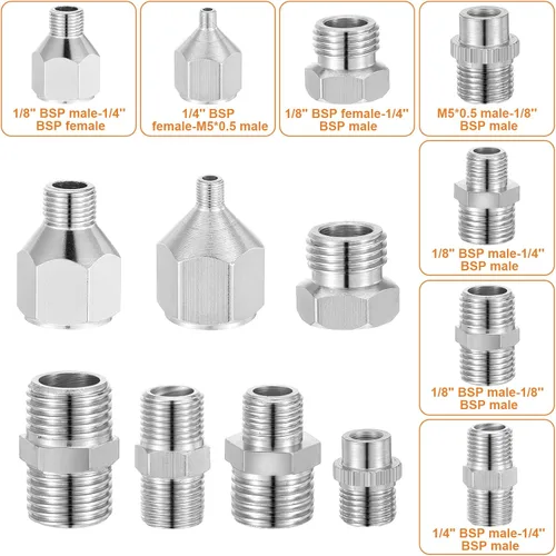 Miniatura 2 de Juego de adaptador de aerógrafo de 13 piezas, incluye kit de adaptador de aerógrafo de liberación rápida, juego de conectores de desconexión