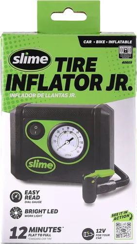 Miniatura 2 de Slime 40059 Inflador de neumáticos, Junior, Compacto, Potente, Compresor de Aire Portátil para Coche, Ligero, Analógico, Reparación de Neumáticos