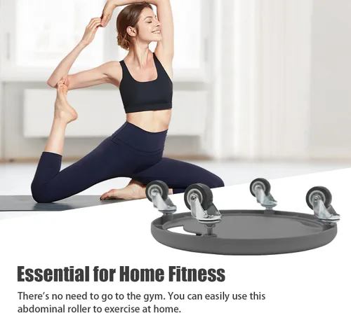 Miniatura 8 de Rodillo de abdominales, equipo de ejercicio abdominal con 4 rodillos, llave de cortesía para rueda abdominal, tablero giratorio de 360 grados, rueda