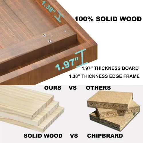 Miniatura 3 de IBF Mesa de centro rústica, mesa de té de madera maciza industrial, mesa de centro de madera real, mesa de café rectangular moderna y minimalista