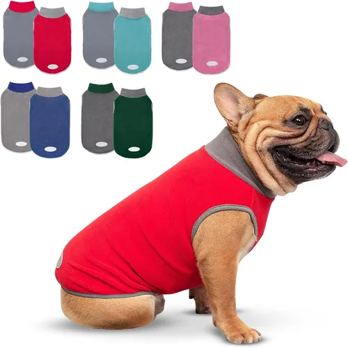 Miniatura 22 de cyeollo Paquete de 2 suéteres elásticos de forro polar para perro, chaqueta reflectante de invierno para perros, suéteres para perros medianos