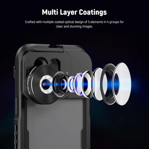 Miniatura 4 de NEEWER Lente gran angular HD de 18mm 100° para placa posterior de lente con rosca de 17mm, aumento de 0.5X Compatible con SmallRig NEEWER iPhone