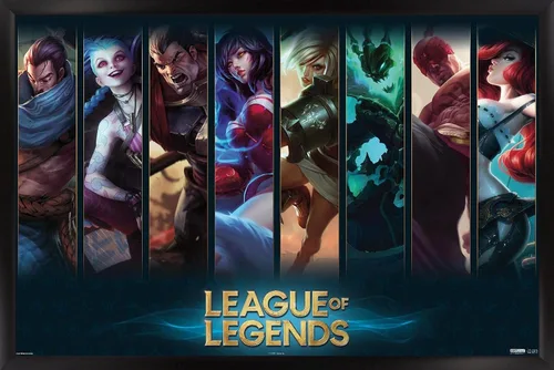 Miniatura 6 de League of Legends - Póster de pared de campeones, 22.4 pulgadas de largo x 14.7 pulgadas de ancho, versión enmarcada de madera de granero