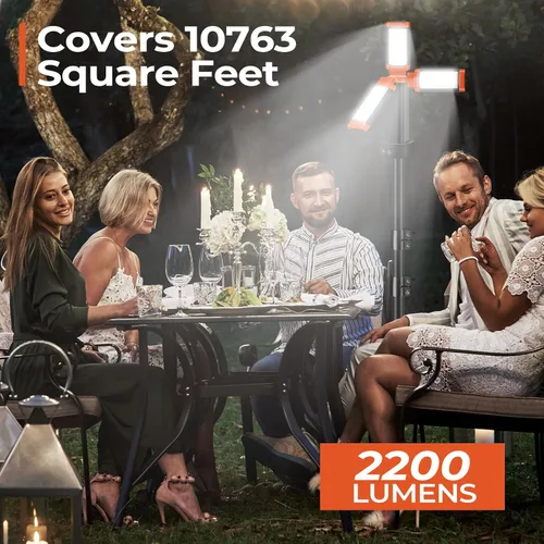 Miniatura 3 de Luz de campamento recargable de 12000 mAh con soporte ajustable, luz de trabajo inalámbrica con 3 cabezales de lámpara LED, linterna de emergencia