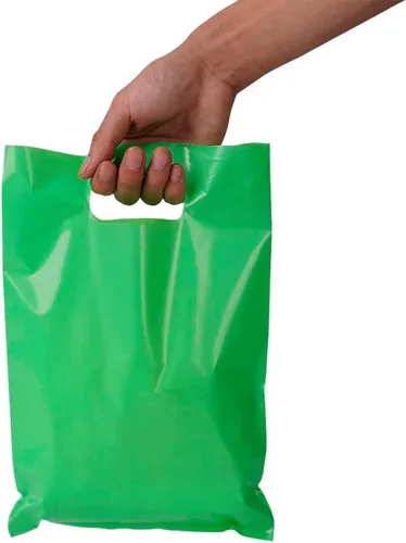 Miniatura 23 de ysmile Bolsa de plástico para compras para pequeñas empresas, bolsa de polietileno para mercancías con asa troquelada de gran tamaño 11.8x15.8