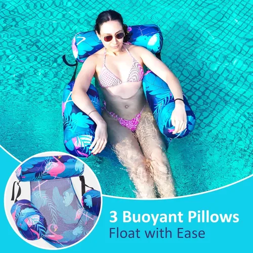 Miniatura 6 de Silla flotante inflable para piscina, paquete de 2 flotadores de piscina para adultos, resistentes, sillas flotantes de agua, flotadores inflables