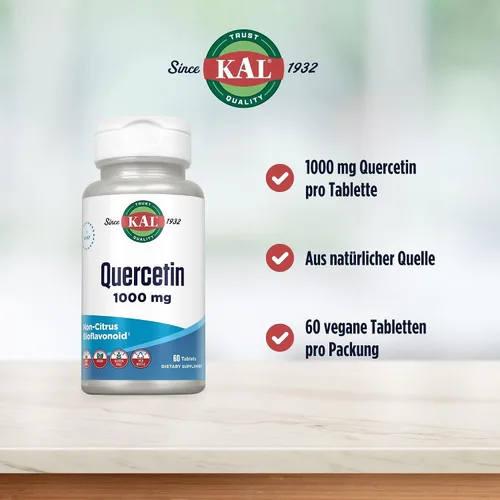 Miniatura 3 de KAL Quercetina 1000 mg Suplemento de apoyo inmunológico, bioflavonoides para defensa inmunológica y apoyo a la salud general, vegano, sin gluten