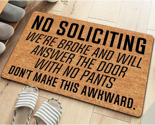 Miniatura 4 de Divertidos felpudos de bienvenida con texto en inglés «No Soliciting Don't Make This Awkward» (23.6 x 15.7 pulgadas), tapete colorido personalizado