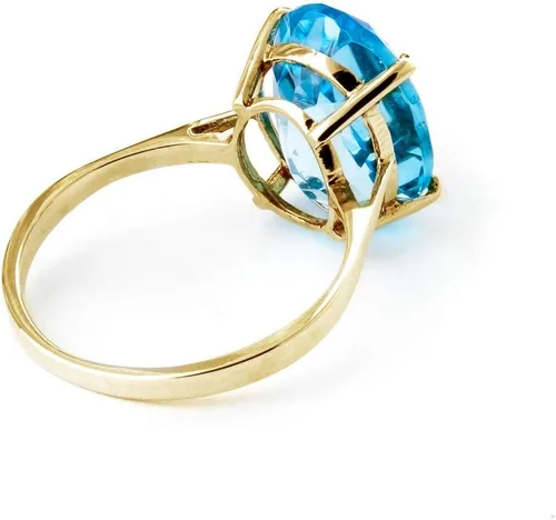 Miniatura 2 de Galaxy Gold GG Anillo de oro amarillo sólido pulido de 14 k 8 quilates topacio azul ovalado natural