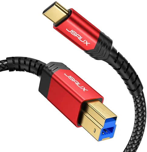 Miniatura 8 de JSAUX Cable de impresora USB B 3.0 a USB C de 6.6 pies, cable USB 3.0 tipo B de nailon compatible con estación de acoplamiento, discos duros