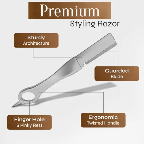 Miniatura 6 de Facón - Navaja de afeitar para barba para hombres - Herramienta profesional para moldear la barba, kit de aseo con 11 hojas de repuesto, moldeador