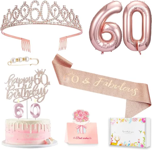 Miniatura 38 de Decoraciones de cumpleaños número 20 para mujer, banda y corona de cumpleaños, decoración de pastel y velas, globos de números, regalos de 20