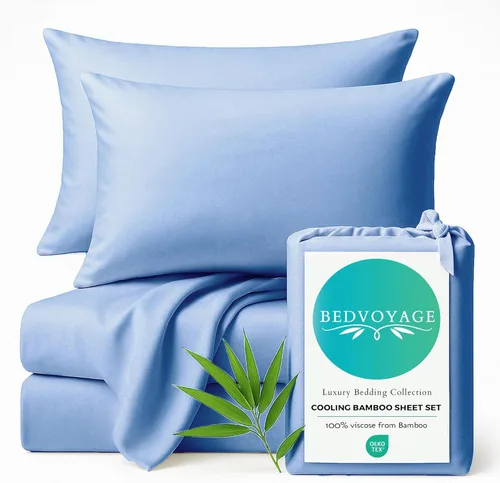Miniatura 11 de BedVoyage Sábanas refrescantes tamaño Queen – Viscosa de bambú, juego de sábanas para personas que duermen con calor, bolsillo profundo de 18 Marfil