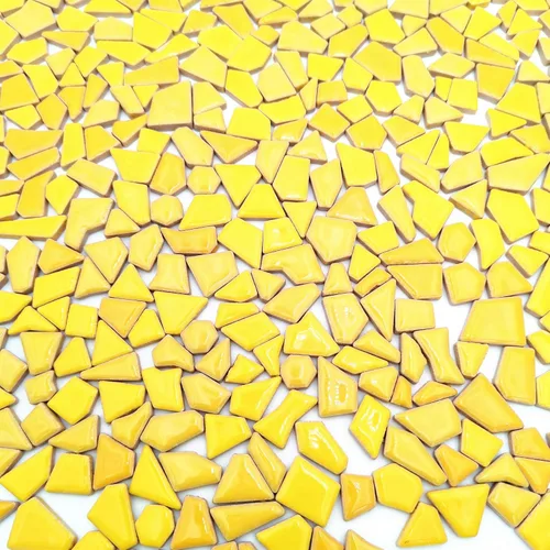 Miniatura 3 de Azulejos de mosaico de cerámica irregulares de 1.1 libras, piezas de mosaico, piedras para hacer mosaicos, manualidades, pasatiempos, artes, Amarillo