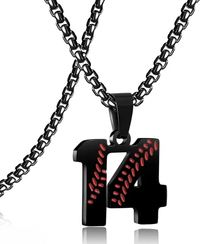 Miniatura 165 de SKQIR Colgante de número de jersey de béisbol para hombres y niños - Cadena de acero inoxidable para atletas - Negro