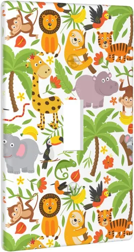 Miniatura 2 de Cubierta de interruptor de luz de animales de la jungla Tigre Koala Jirafa linda, cubierta de interruptor de pared de palanca única decorativa de 1