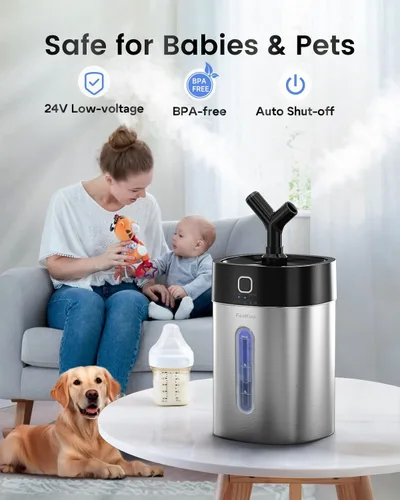 Miniatura 6 de Feekaa Humidificador de acero inoxidable fácil de limpiar, humidificadores de niebla fría de 1 galón/4 litros para dormitorio, apto