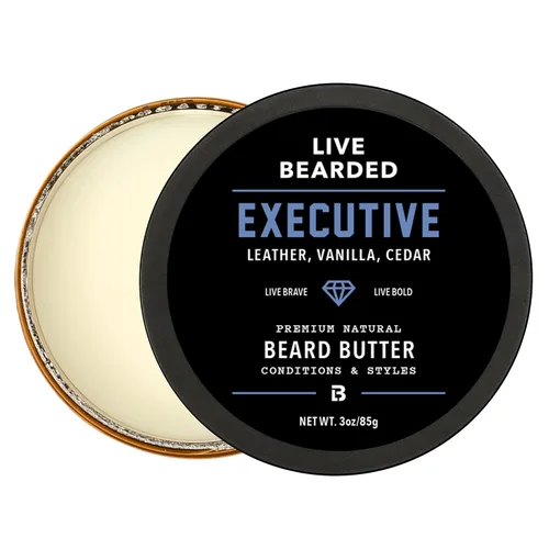 Live Bearded Bálsamo para barba, 3 oz - Hecho en EE. UU. - Acondicionador y suavizante sin enjuague todo natural con manteca de karité | Aroma