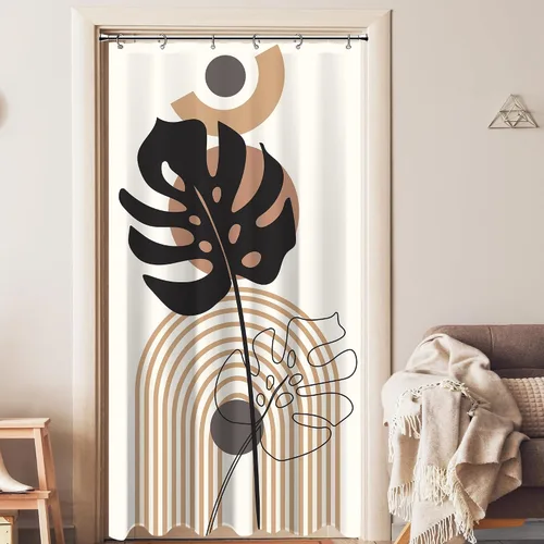 Miniatura 27 de Cortina de ducha pequeña para casa rodante, tamaño medio, estilo retro de los 70, con flores bonitas, estética abstracta de margaritas, decorativa