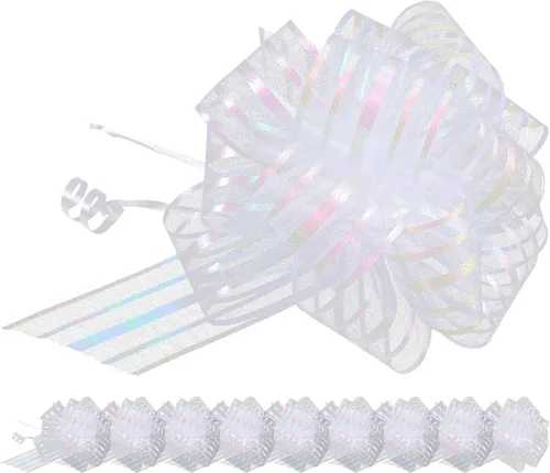 EXCEART 20 lazos de regalo de organza grandes para envolver regalos, cinta blanca para Navidad, vacaciones, cumpleaños, boda, regalo, floristería,