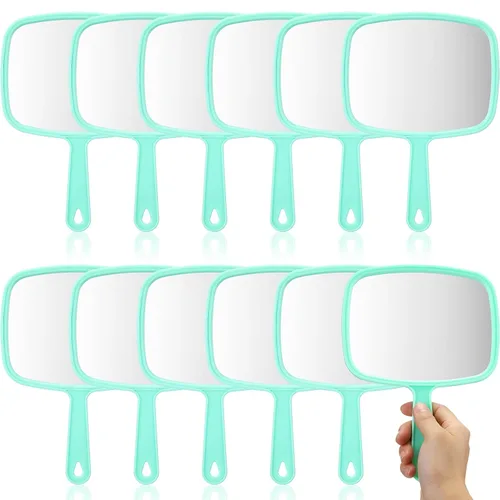 Miniatura 12 de Geetery 12 espejos de mano con asas, espejos de maquillaje de mano, montaje de pared a granel para mujeres, cosméticos, baño, hogar, peluquería