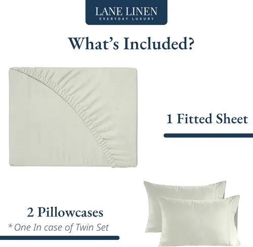 Miniatura 2 de LANE LINEN Sábanas ajustadas Twin XL, juego de 2 piezas 100% algodón orgánico (1 sábana ajustada, 1 funda de almohada), tejido percal, sábana de 07