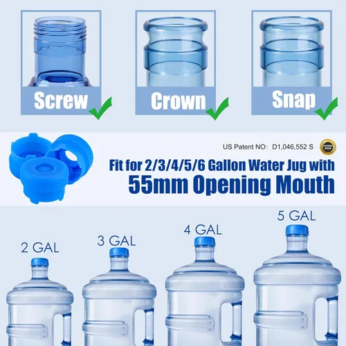 Miniatura 2 de [Paquete de 6] Tapa para jarra de agua para botellas de agua de 2,3,4,5 galones con tapas estándar/tornillo/corona, tapas de botella de agua Azul