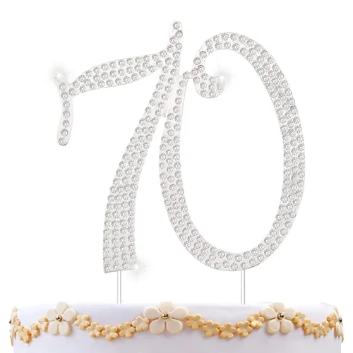 Miniatura 12 de Decoraciones de 60 cumpleaños para mujer, decoración para pastel de 60 años, decoración de pastel de 60 cumpleaños con diamantes de imitación 60