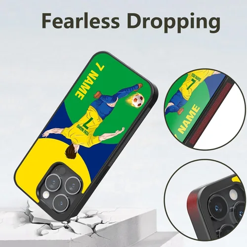 Miniatura 3 de Fundas personalizadas para teléfono con nombre y número del equipo de fútbol, diseño de jersey para iPhone 11, 12, 13, 14, 15, 16, 17 Pro Max Plus