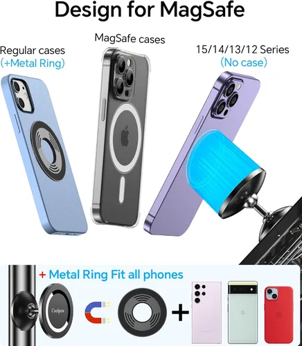 Miniatura 9 de Soporte magnético de teléfono para gimnasio MagSafe, todo de metal: soporte magnético doble para teléfono para accesorios de gimnasio, se fija a una