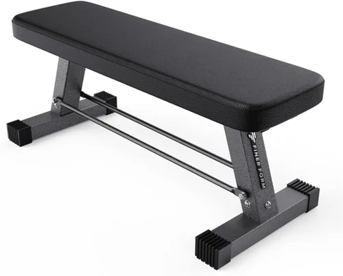 FF Finer Form Banco de Pesos Plano Esencial para Tu Gimnasio en Casa – Banco de Entrenamiento de Alta Resistencia para Prensa de Banco, Empujes de