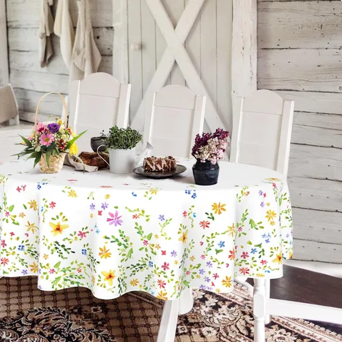 Miniatura 13 de Yighty Mantel ovalado de primavera y verano de 54 x 72 pulgadas, mantel de acuarela floral de primavera, mantel impermeable resistente a