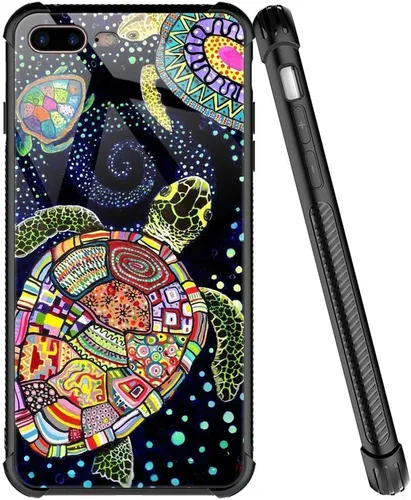 Miniatura 11 de ZHEGAILIAN Funda compatible con iPhone 7/8 Plus, funda de vidrio orgánico para niñas, mujeres y hombres, diseño de cuatro esquinas, antiarañazos, a