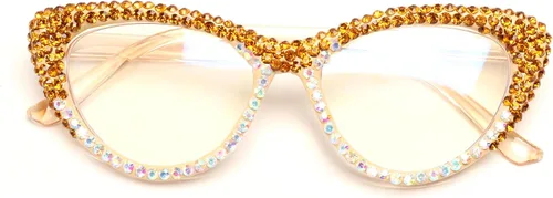 Miniatura 9 de ICARA Oprah Style - Lentes de lectura con diamantes de imitación para mujer, diseño de ojo de gato con diamantes brillantes y bloqueo de luz azul