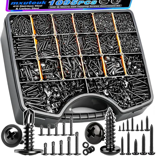 Miniatura 23 de mxuteuk 230 tornillos autorroscantes #8 para metal, 410 tornillos autoperforantes de acero inoxidable, tornillos de chapa de cabeza de truss de 1/2