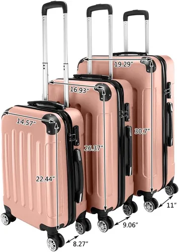 Miniatura 51 de Juego de equipaje de 3 piezas – Maletas con ruedas giratorias multidireccionales – Bolsa de viaje Maleta ABS con bloqueo TSA – Maletas de carcasa
