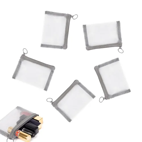 Miniatura 2 de Patu Bolsas de malla con cremallera, organizador de accesorios cosméticos de maquillaje de belleza, kit de aseo de viaje, bolsa de almacenamiento
