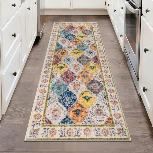 Miniatura 130 de HEBE Alfombra Pasillo 2'x10' Lavable Vintage Desgastada Alfombras de Área Antideslizante Alfombra de Lavandería Boho Alfombras de Piso para Pasillos
