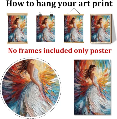 Miniatura 6 de Arte de pared de plumas abstractas, pintura de retrato de mujer, pósteres franceses vintage, pintura de mujeres victorianas, obra de arte de niña
