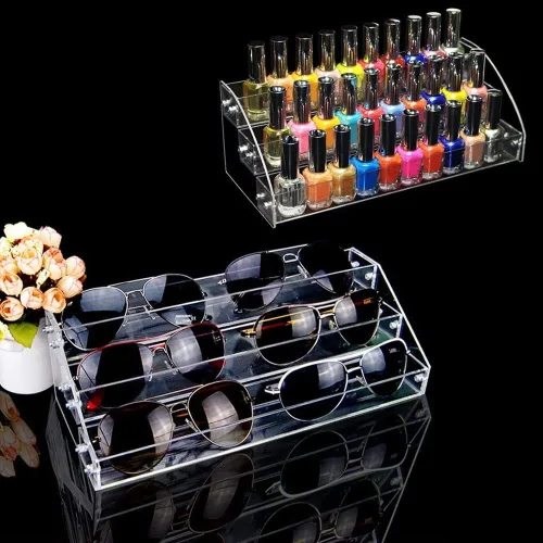 Miniatura 2 de Soportes de exhibición de acrílico de 3 niveles para aceites esenciales, organizador de lápiz labial, esmalte de uñas, estante para tocador
